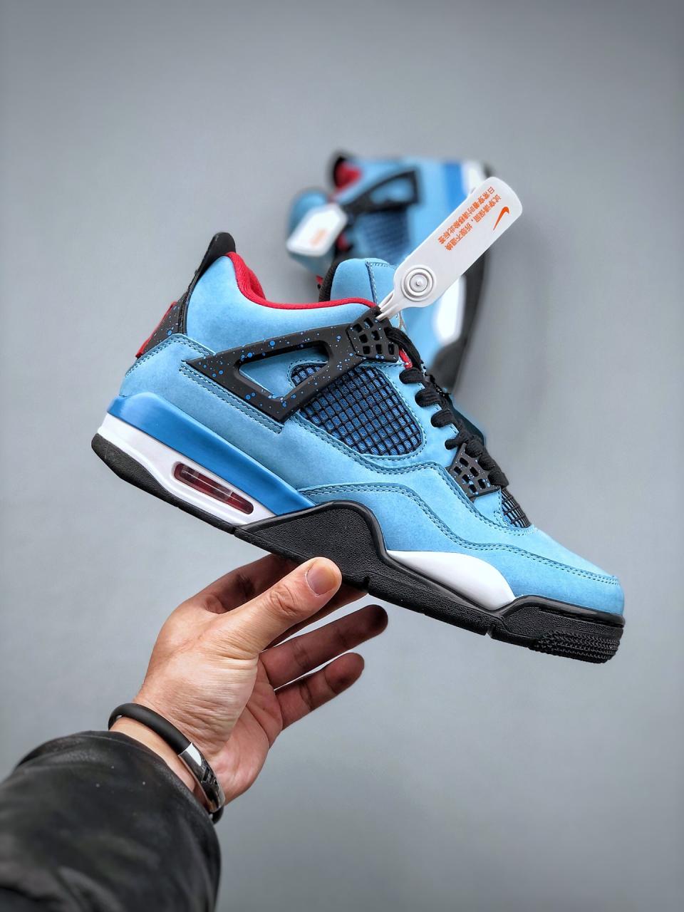 Travis Scott cactus Jack x air jordan 4 high top Vintage non slip basketball shoe插图3