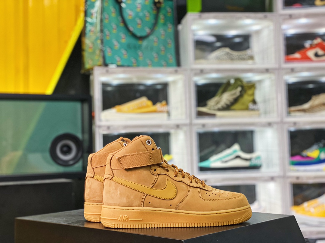 Air Force 1 High FLAX Wheat  19S new version of wheat gaobang air force插图