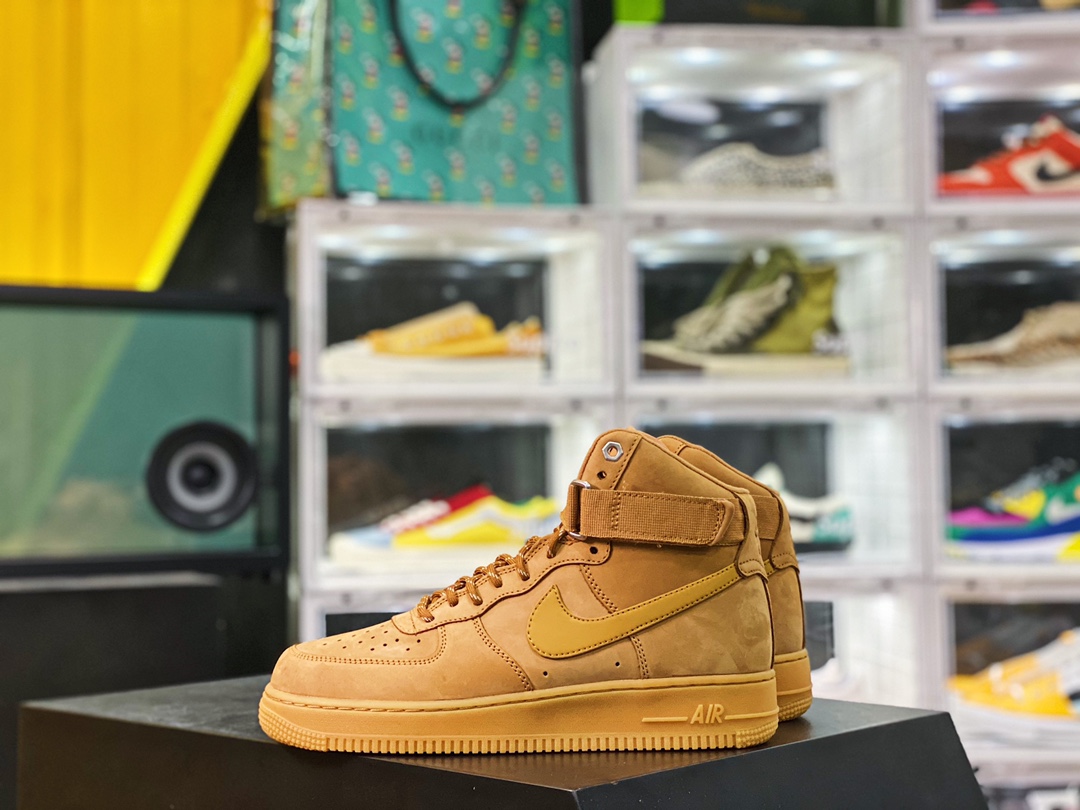 Air Force 1 High FLAX Wheat  19S new version of wheat gaobang air force插图1