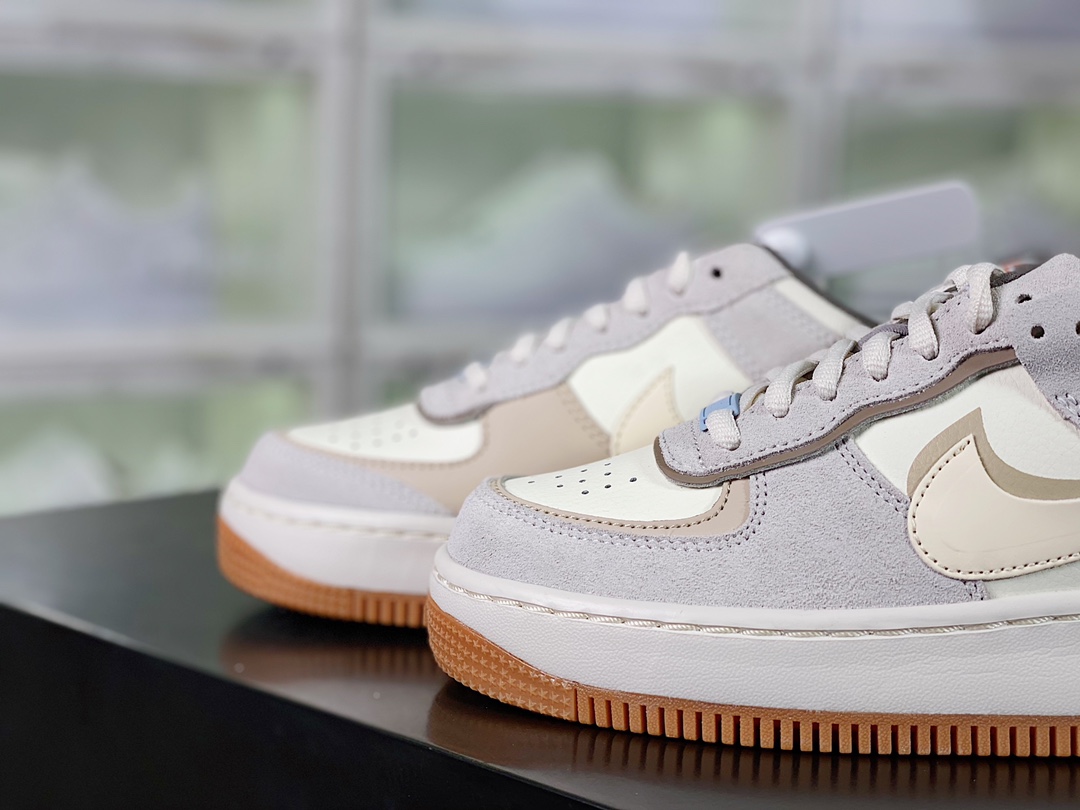 Nike WMNS Air Force 1 Shadow”Fog Gray/Ivory/White/Purple插图4