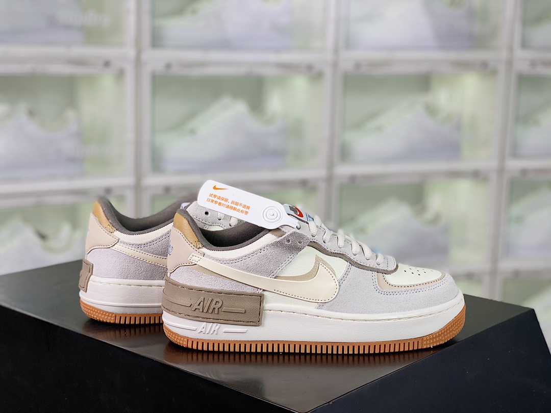 Nike WMNS Air Force 1 Shadow”Fog Gray/Ivory/White/Purple插图