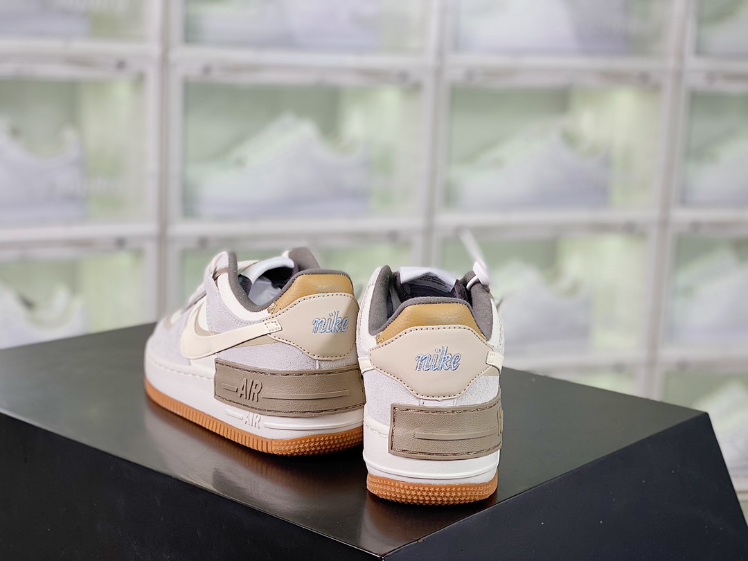 Nike WMNS Air Force 1 Shadow”Fog Gray/Ivory/White/Purple插图2