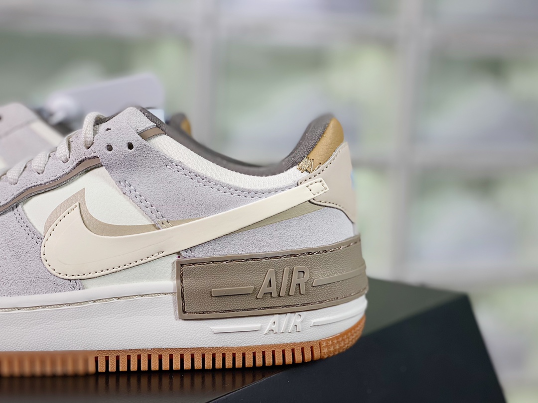 Nike WMNS Air Force 1 Shadow”Fog Gray/Ivory/White/Purple插图5