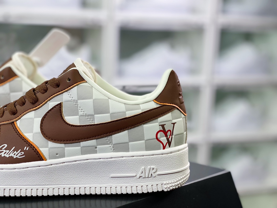 Nike Air Force 1’07 LV8 Low”Damier Azur/Brown/LV Monogram”插图5