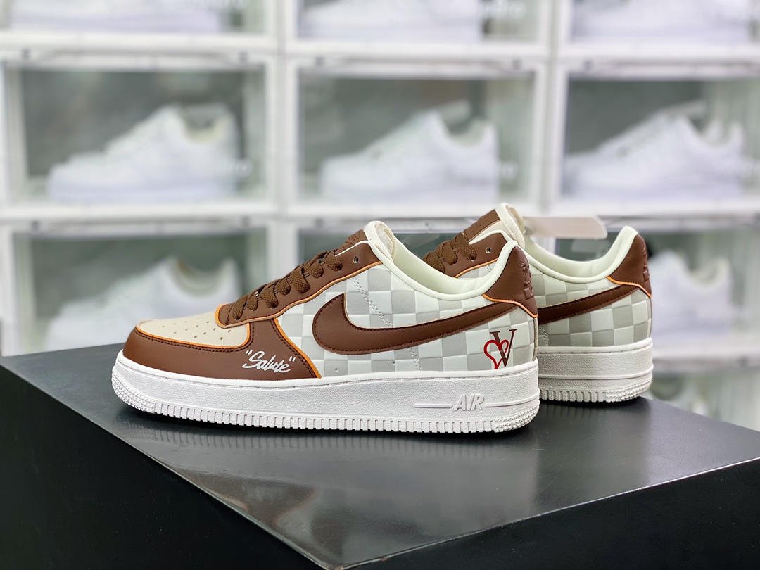 Nike Air Force 1’07 LV8 Low”Damier Azur/Brown/LV Monogram”插图1