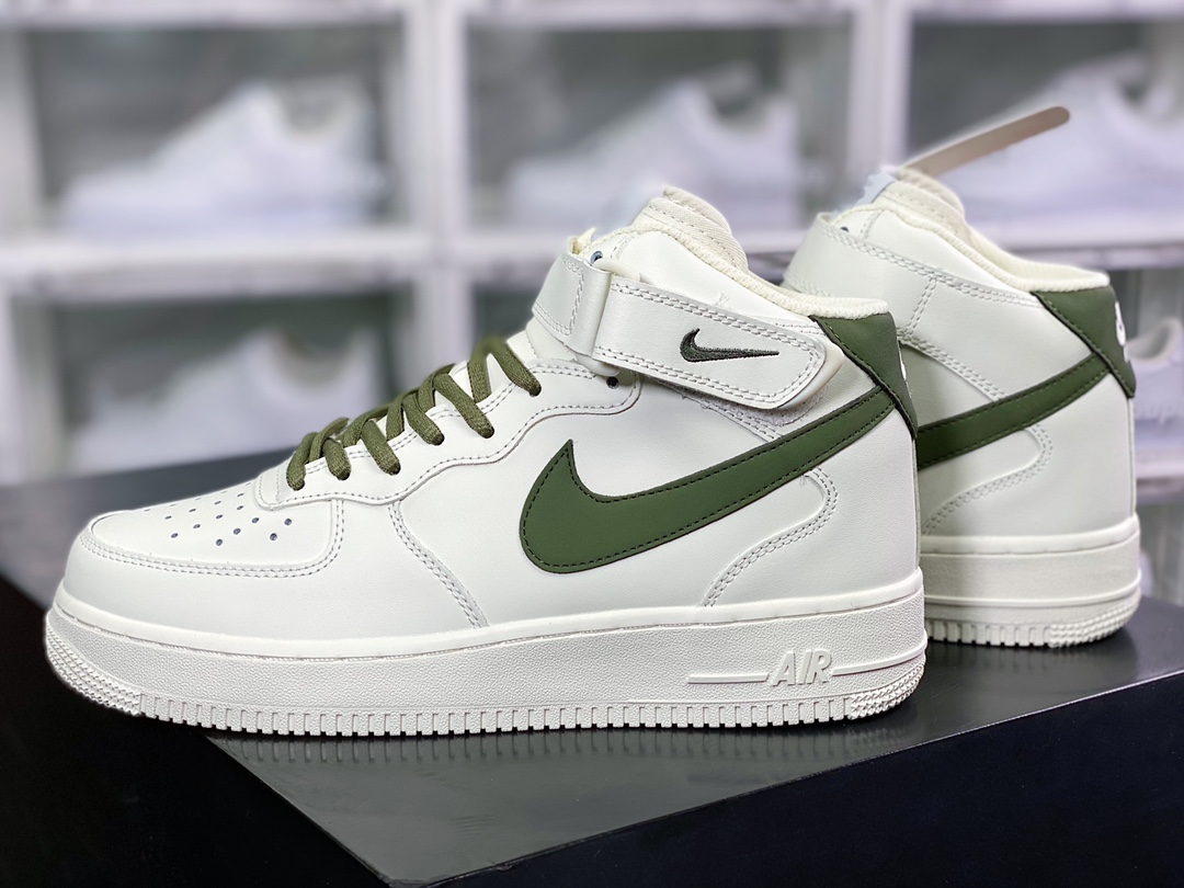 Nike Air Force 1 ’07 Mid “White/Live Green” Classic Mid Versatile Casual Sneakers插图1