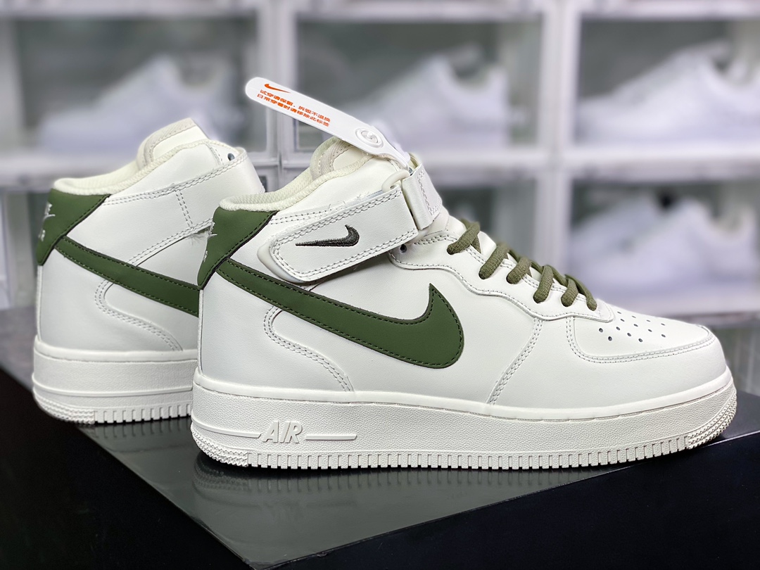 Nike Air Force 1 ’07 Mid “White/Live Green” Classic Mid Versatile Casual Sneakers插图
