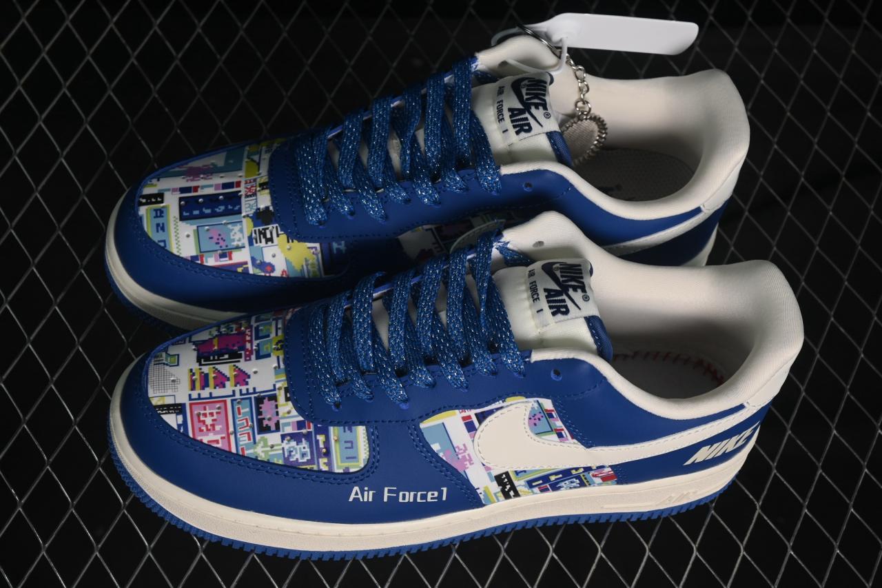 Nike Air Force 1’07 Low MLB: Blue/White Double Swoosh Sneakers KJ1688-009插图3