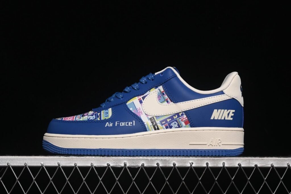 Nike Air Force 1’07 Low MLB: Blue/White Double Swoosh Sneakers KJ1688-009