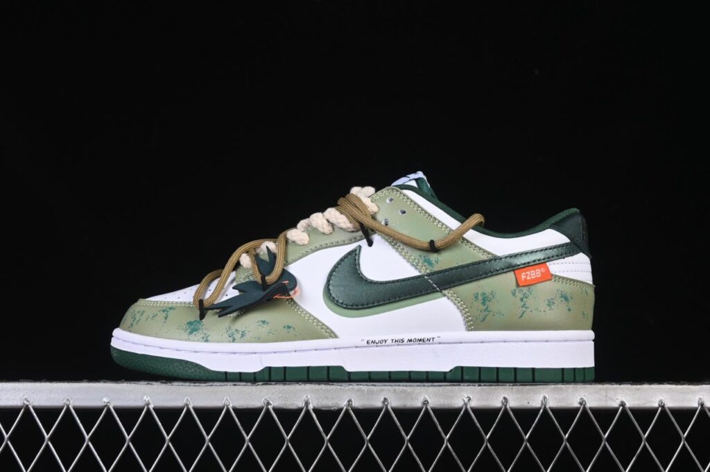 Nike SB Dunk Low DD1391-100: Strap-Enhanced White/Green Skate Shoes