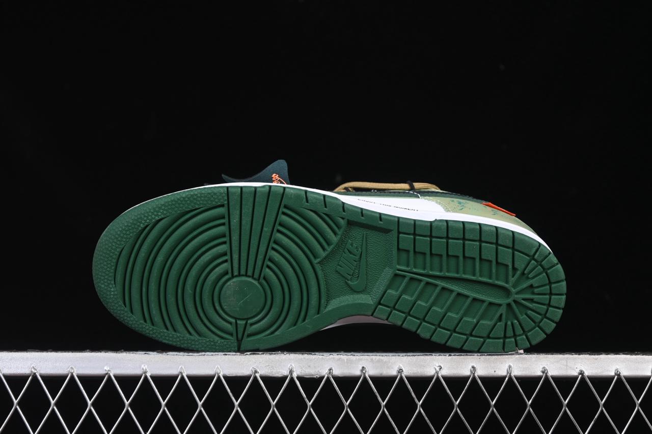 Nike SB Dunk Low DD1391-100: Strap-Enhanced White/Green Skate Shoes插图2