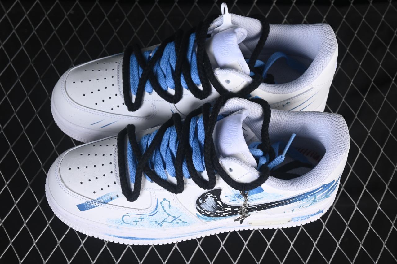 Nike Air Force 1 ’07 Low Pisces 219-320: Zodiac Custom Hand-Painted Sneakers with Charm插图3