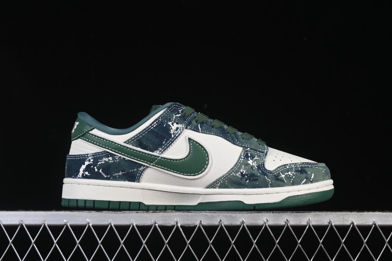 Nike SB Dunk Low x BAPE SC0601-465: White Army Green Limited Edition Custom Sneakers插图1