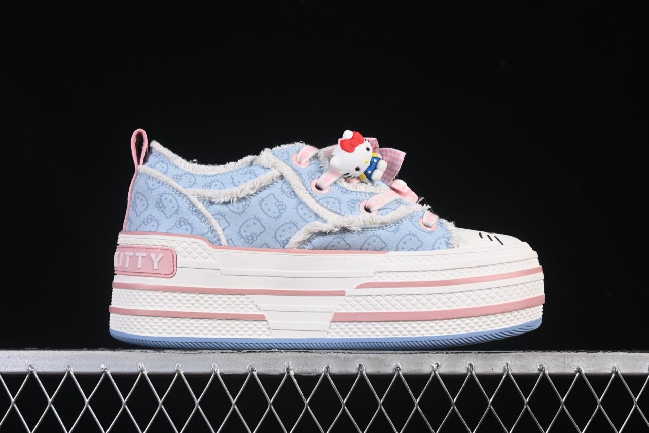 Sanrio x Old Order x Hello Kitty Sky Blue Platform Canvas Shoes with All-Over Print – 7008插图1