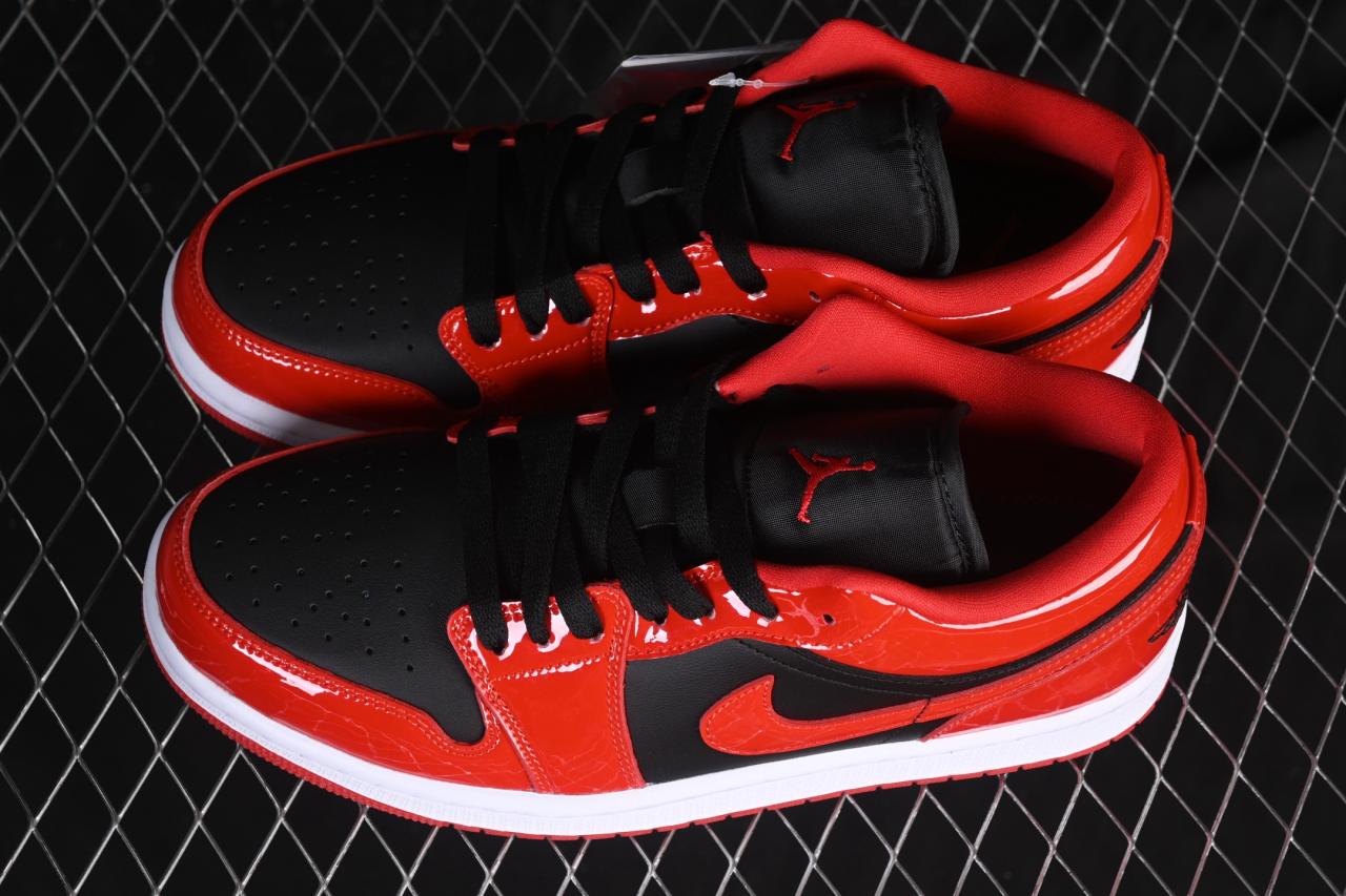 Air Jordan 1 Low HV4089-006 – Stylish Black Red Patent Leather Sneakers for Everyday Wear插图3