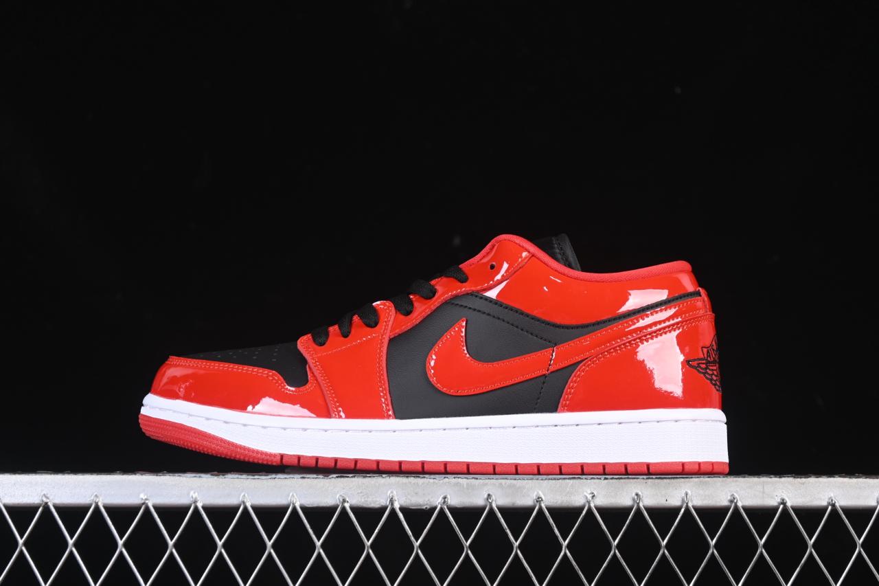 Air Jordan 1 Low HV4089-006 – Stylish Black Red Patent Leather Sneakers for Everyday Wear