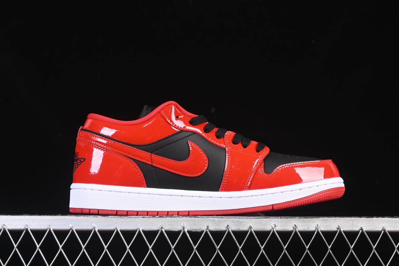 Air Jordan 1 Low HV4089-006 – Stylish Black Red Patent Leather Sneakers for Everyday Wear插图1