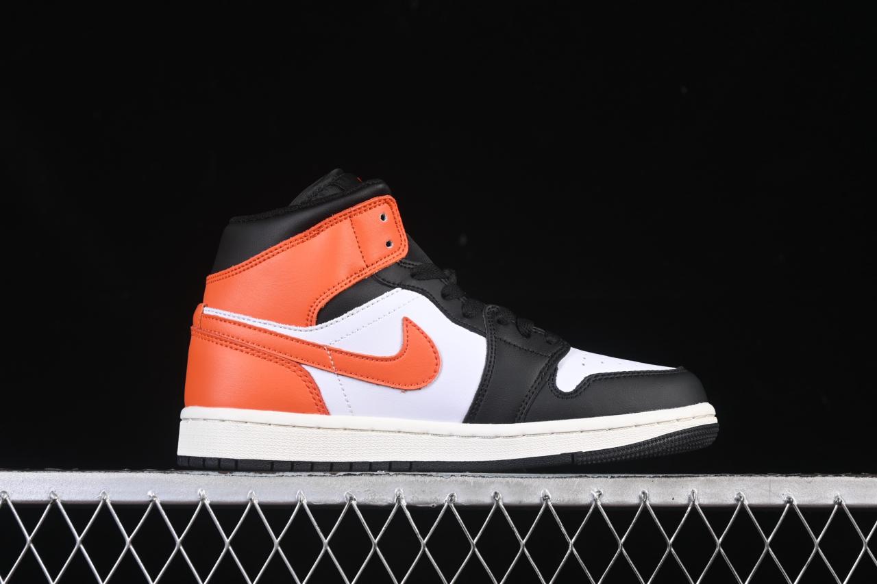 Air Jordan 1 Mid DQ8426-801 – Iconic Black White Orange Retro Sneaker for Everyday Style插图1