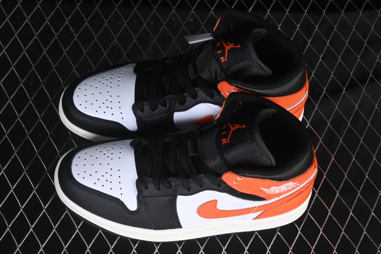 Air Jordan 1 Mid DQ8426-801 – Iconic Black White Orange Retro Sneaker for Everyday Style插图3