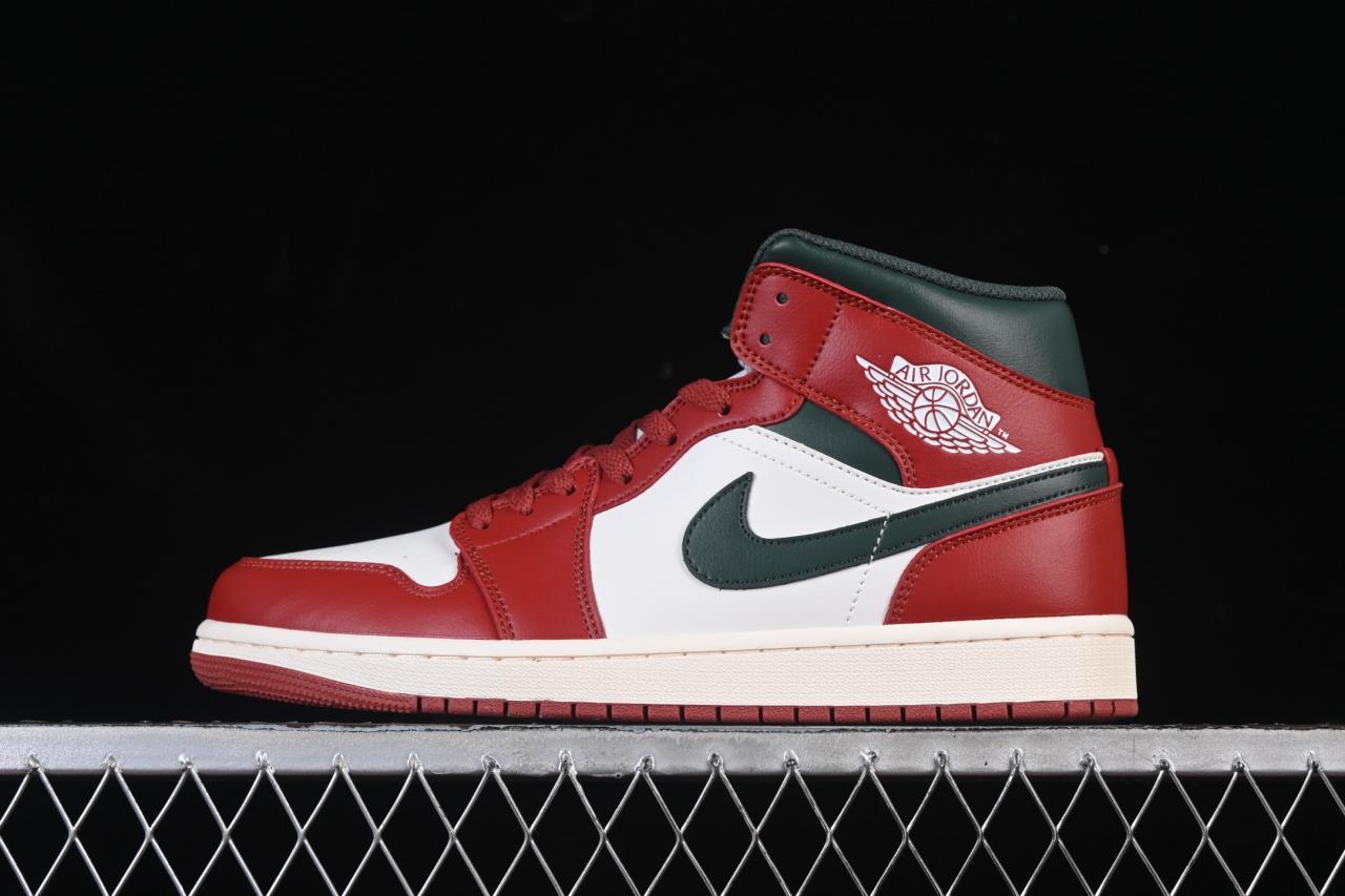 Air Jordan 1 Mid DQ8426-105 – Classic White Red Green Accent Sneaker for Everyday Style插图