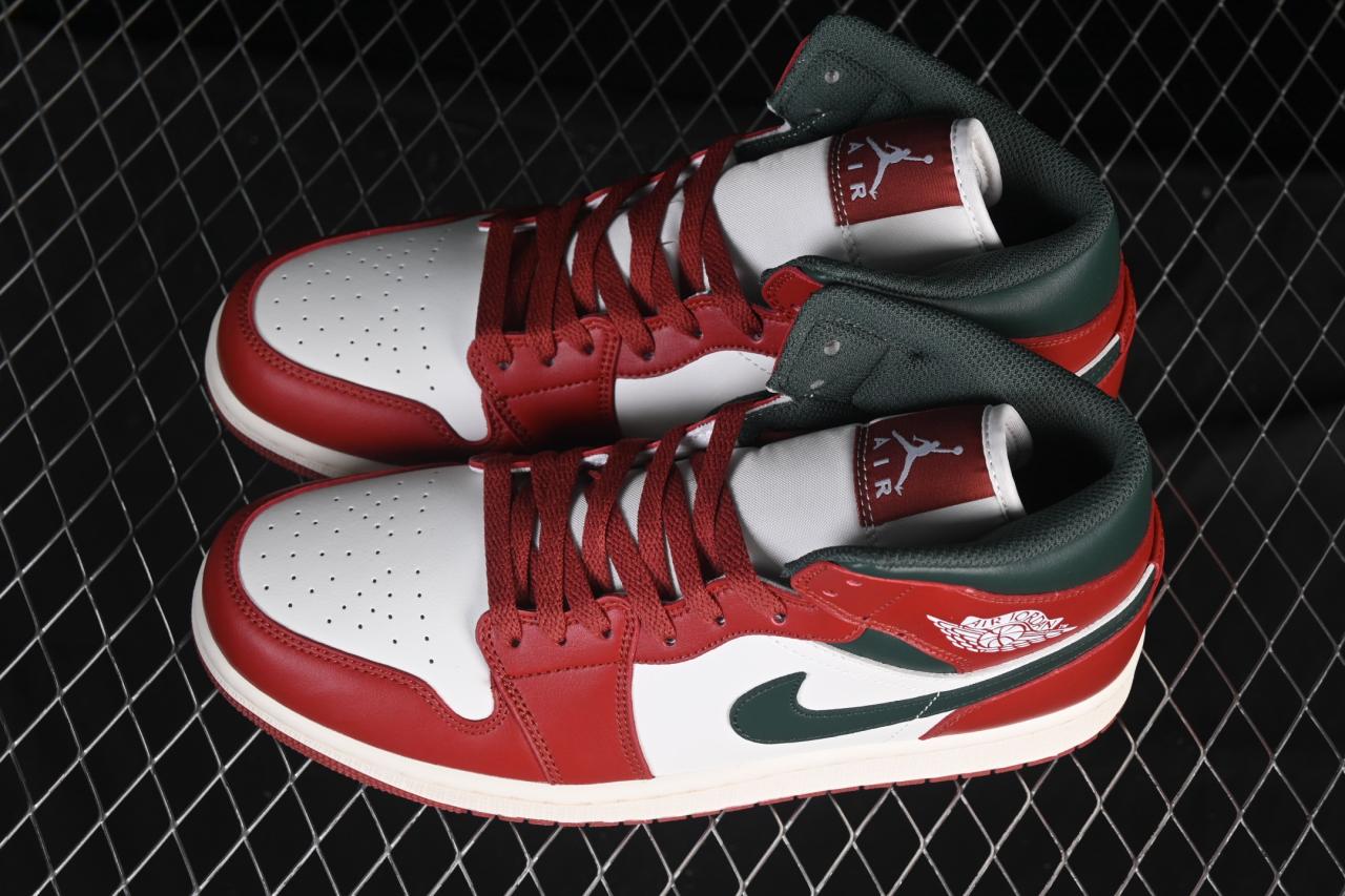 Air Jordan 1 Mid DQ8426-105 – Classic White Red Green Accent Sneaker for Everyday Style插图3