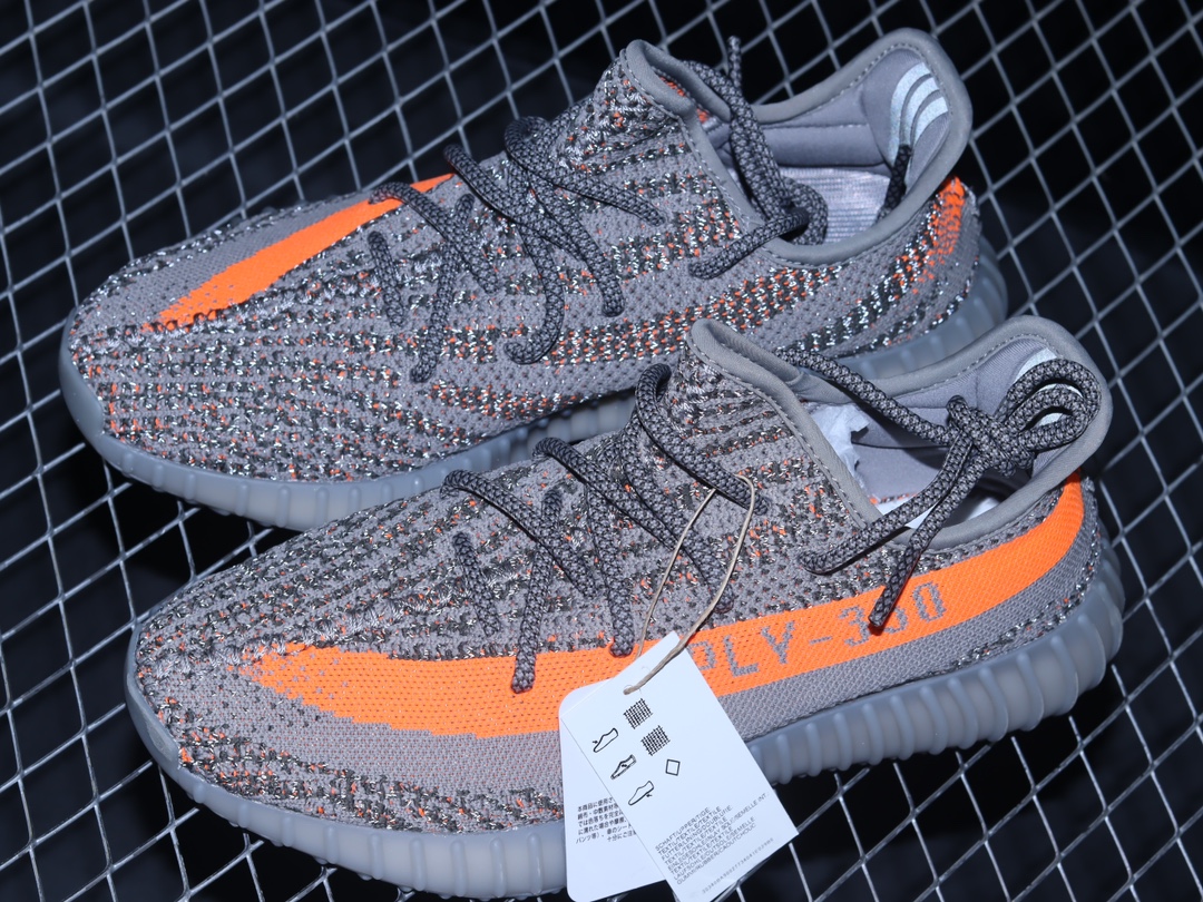 Adidas Yeezy 350 V2 GW1229: Grey Orange Reflective Knit Shoes with BASF Boost插图3