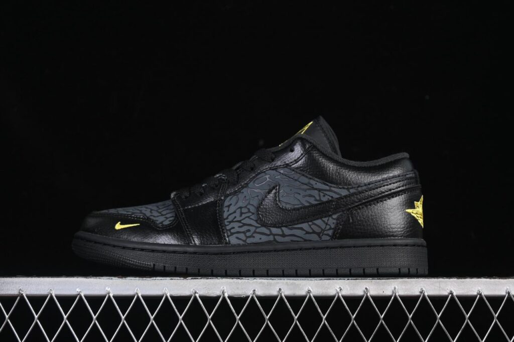 Air Jordan 1 Low Elephant Print IM6568-010: Premium Black Grey Crackle Sneakers缩略图