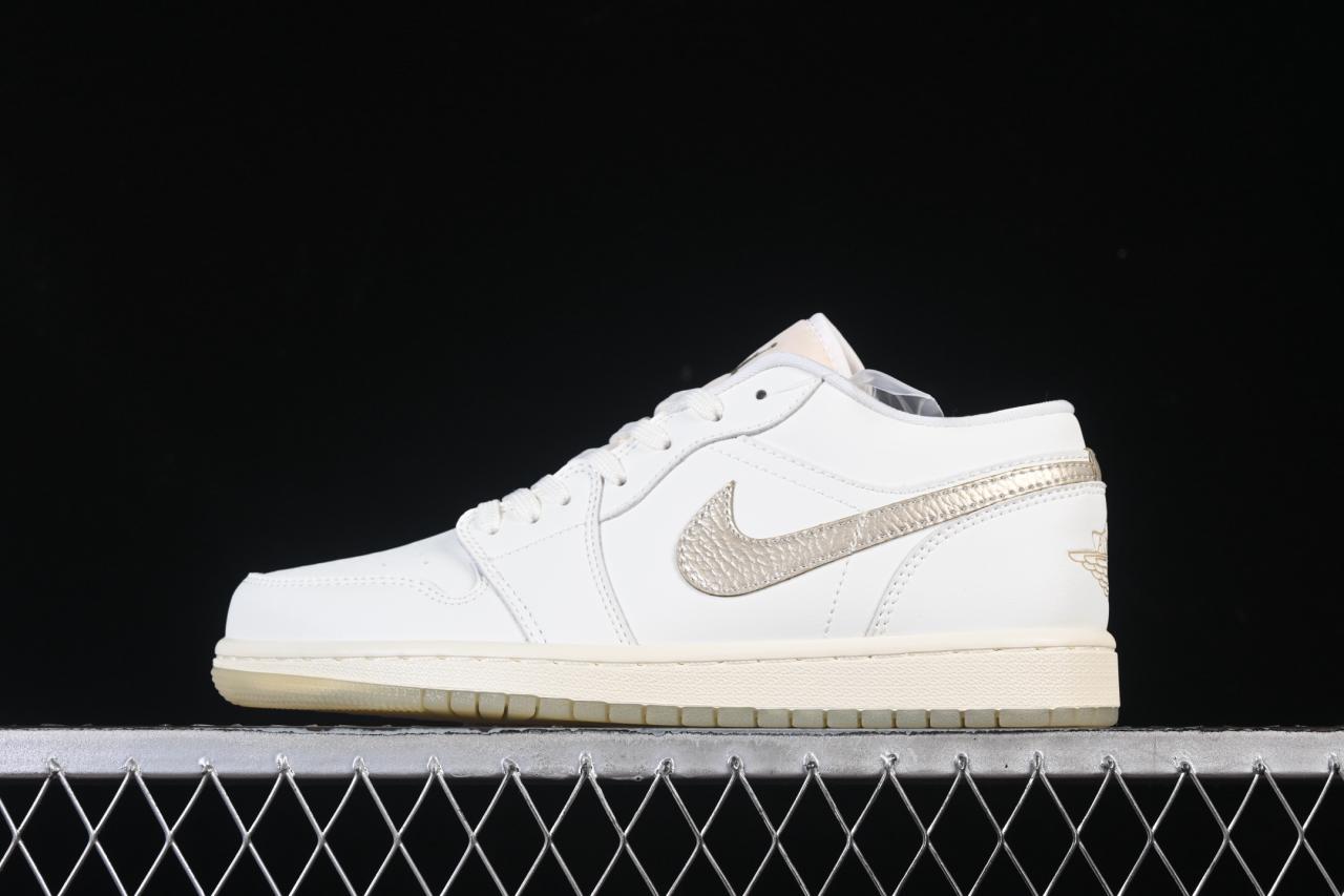 Air Jordan 1 Low Sail Gold HV5157-100: Retro Lifestyle Sneakers with Premium Comfort