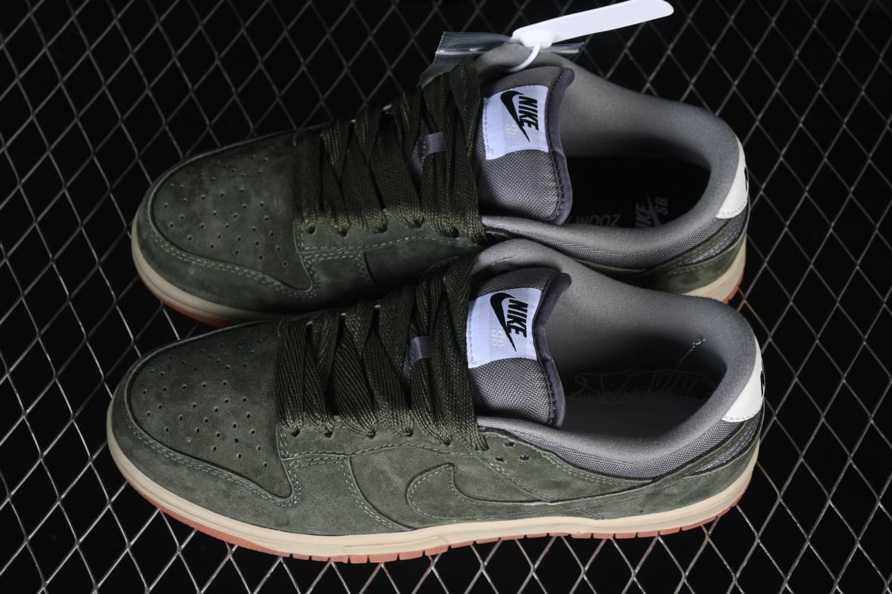 Nike SB Dunk Low HJ0367-301: Gum Army Green Low-Top Skate Shoes插图3