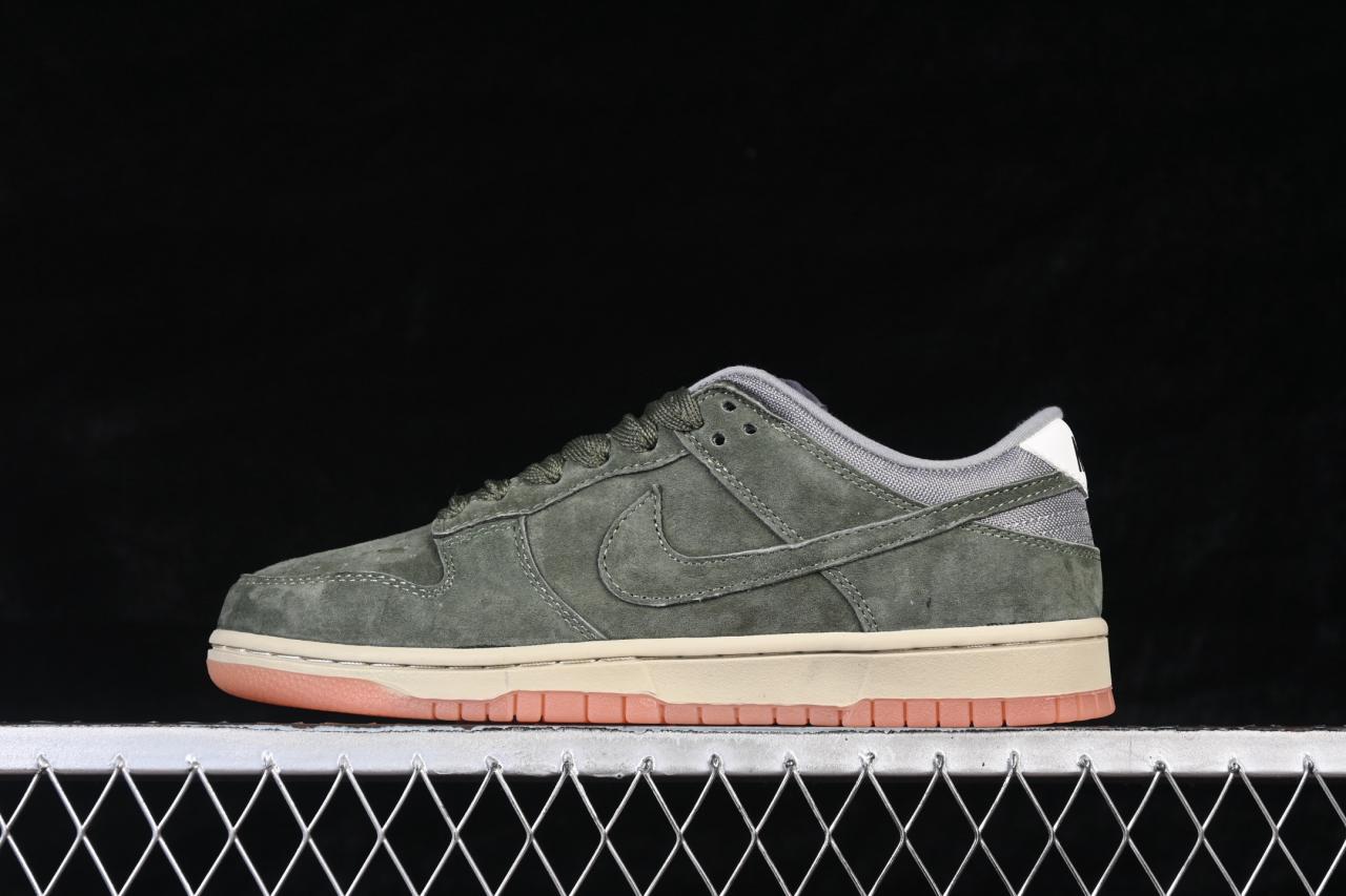 Nike SB Dunk Low HJ0367-301: Gum Army Green Low-Top Skate Shoes